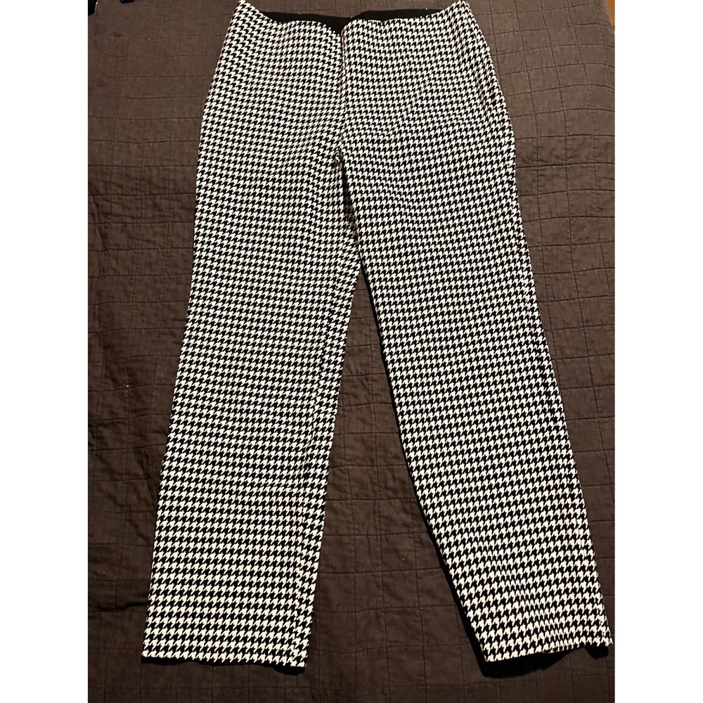 Nygard Luxe Slims Houndstooth Straight Leg Pants Size 1X‎ 16-18 Black White